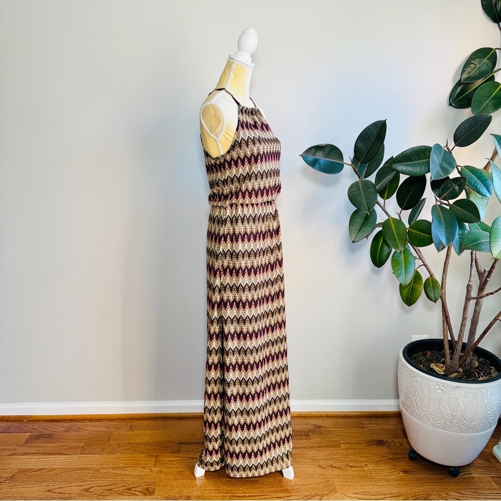 Boston Proper zigzag pattern halter maxi dress with side slits - Picture 4 of 9
